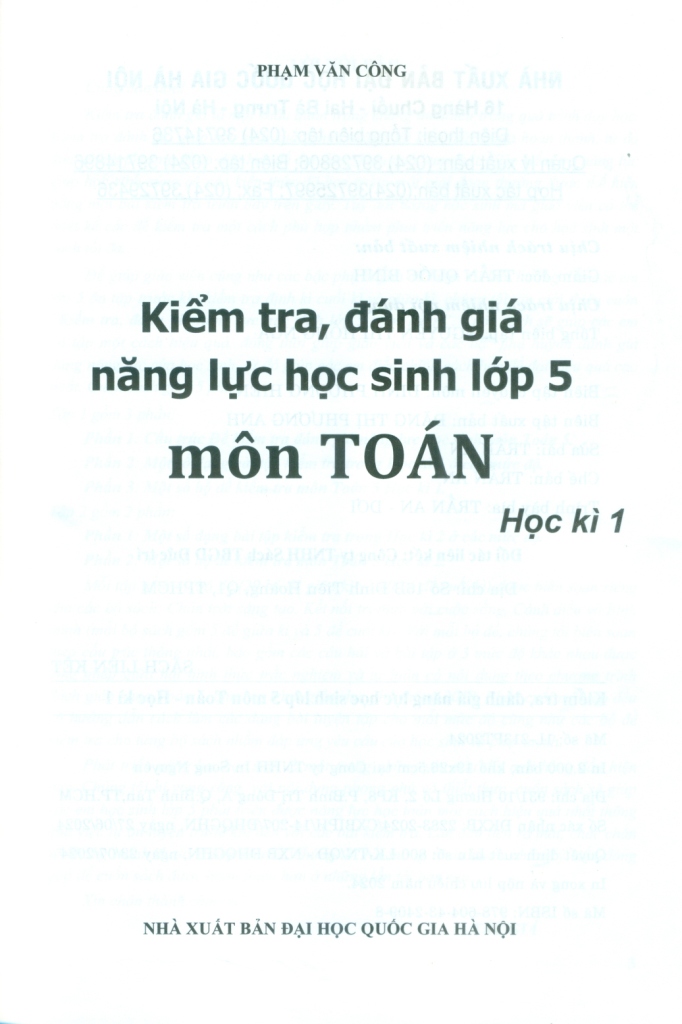 KIỂM TRA, ĐÁNH GIÁ NĂNG LỰC HỌC SINH LỚP 5 MÔN TOÁN - HỌC KÌ 1 (Biên soạn theo chương trình GDPT mới)